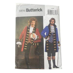 Butterick 3894 Mens Pirate Costume Sewing Pattern Size Large XL Steampunk UNCUT